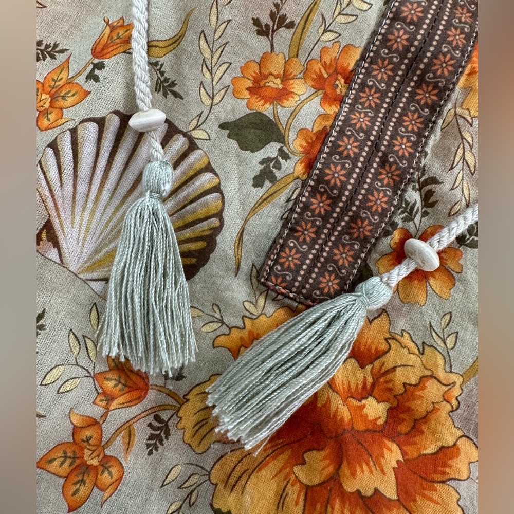Spell & The Gypsy Seashell Floral Blouse Boho Peasant Autumn Harvest Festival L - Picture 9 of 16